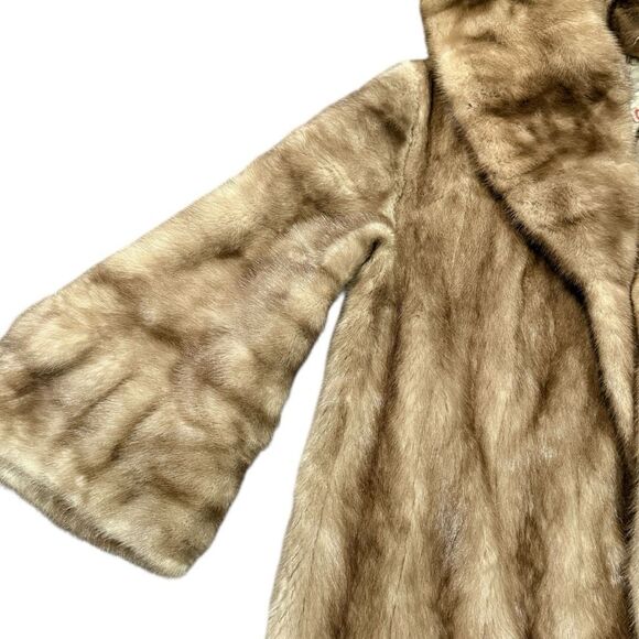 GENUINE MINK FUR COAT Vintage Full Length Autumn Haze Mink Coat Pastel Mink Coat - Picture 9 of 16
